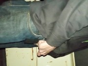 Pissing and stroking late night outside. 