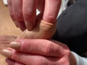 Limp and Hard Dick Foreskin play until he cum shoot 14/16