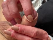 Limp and Hard Dick Foreskin play until he cum shoot 15/16