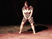 Naughty Pee Slut with Huge Boobs has a powerful Pee Fart standing in the middle of the driveway 10/16