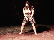 Naughty Pee Slut with Huge Boobs has a powerful Pee Fart standing in the middle of the driveway 11/16