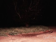 Naughty Pee Slut with Huge Boobs has a powerful Pee Fart standing in the middle of the driveway 16/16