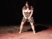 Naughty Pee Slut with Huge Boobs has a powerful Pee Fart standing in the middle of the driveway 4/16