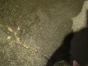 Desperate Pee Girl Sprays her Driveway with multiple huge Pee streams 16/16