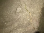 Desperate Pee Girl Sprays her Driveway with multiple huge Pee streams 2/16