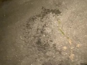 Desperate Pee Girl Sprays her Driveway with multiple huge Pee streams 4/16