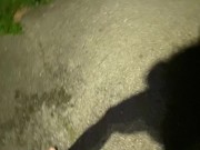 Desperate Pee Girl Sprays her Driveway with multiple huge Pee streams 5/16