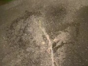 Desperate Pee Girl Sprays her Driveway with multiple huge Pee streams 8/16