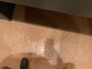 Naughty Slut wearing Crotchless Leggings sprays a Public Bathroom floor with Piss! 10/16