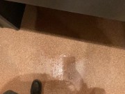 Naughty Slut wearing Crotchless Leggings sprays a Public Bathroom floor with Piss! 11/16