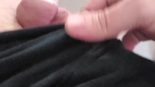 Boner peek in black boxer briefs