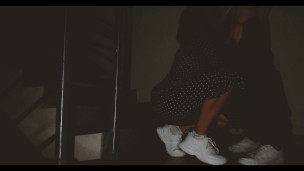 We fuck in the entrance. Blowjob and cum on the ass. Trailer. POV