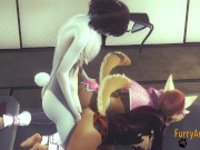 Furry Hentai Bisexual - Rabbit fucks 2 Foxs (Foxy and Fox) 1/16