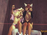 Furry Hentai Bisexual - Rabbit fucks 2 Foxs (Foxy and Fox) 14/16