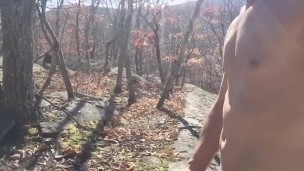 Long naked hike and outdoor masturbation
