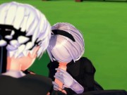 Nier: Automata Hentai - 2B has sex with 9S, gets fucked on a chain fence. 2/16