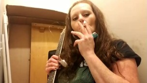 Getting ready to play my guitar while smoking