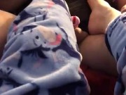 Caged sissy hubby giving foot massage  11/16