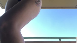 Wetting my Bikini On the Balcony Upskirt View
