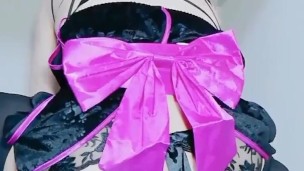 crossdresser sissy huge dildo solo