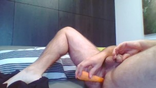 Anal masturbation with carrot