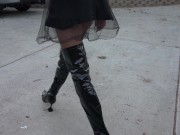 Vintage Car Babe Wearing Sexy Long Leather Boots 1/16