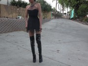 Vintage Car Babe Wearing Sexy Long Leather Boots 16/16