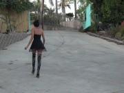 Vintage Car Babe Wearing Sexy Long Leather Boots 7/16