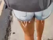 Black Girl in Micro Shorts Bending Over on the Street - THICK BOOTY Candid 5/16