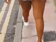 Black Girl in Micro Shorts Bending Over on the Street - THICK BOOTY Candid 6/16