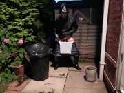 rain gear loser showing off its chastity belt and being a pathetic pig 10/16