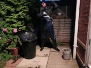 rain gear loser showing off its chastity belt and being a pathetic pig 15/16