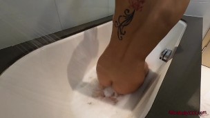 Passionate Masturbate Pussy Sex Toy in Bathroom