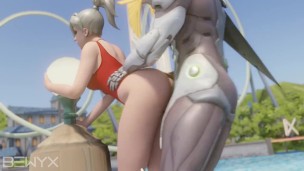 Mercy Lifeguard Doggystyled by Genji Overwatch Porn 3D