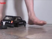 The miniature collector car Renault 5 Turbo is destroyed by a cruel french woman 5/16