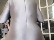 Humping the teddy bear wearing spandex