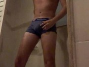 Solo hot male jerking big cock in shower and loud moans 1/16