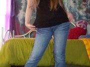 Girl Next Door strips out of jeans, t shirt and adidas. Slow strip tease with talking included.  2/16