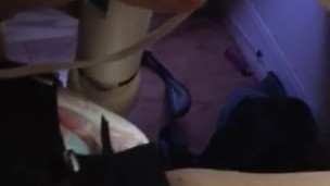 Diaper Trans girl, puslates and cum's in her bunny hop diapers and onsie