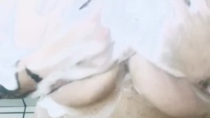 Soaping up my tits