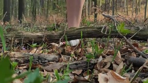 Gay boy show ass in public forest