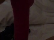 Teen fucks herself, panty stuffing & squirts as she listens to parents fucking hard next door 10/16