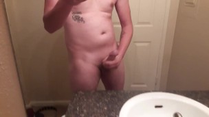 Straight Guy Stroking His Big White Dick