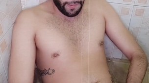 Cum and squirt in the shower 