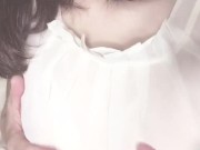【じらしおっぱい】ノーブラすけすけブラウス越しにチクニー  nipple masturbation on the clothe Japanese amateur