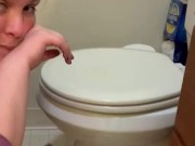 Kali Cole piss whore toilet slut watch her lick, slurp and gargles her own piss