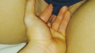 Fingering beautiful hairy pussy until she had an orgasm