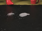 Girls humiliate a slave, he licks his hands Soak up my drool lick my gloves slave, Spitting Fetieh 13/16