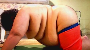 Superchub Plopping his huge belly on the floor.