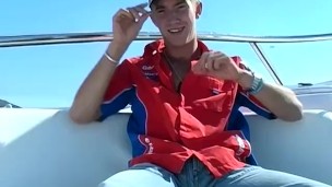 Young jock Matt H masturbates his huge dick outdoor and cums